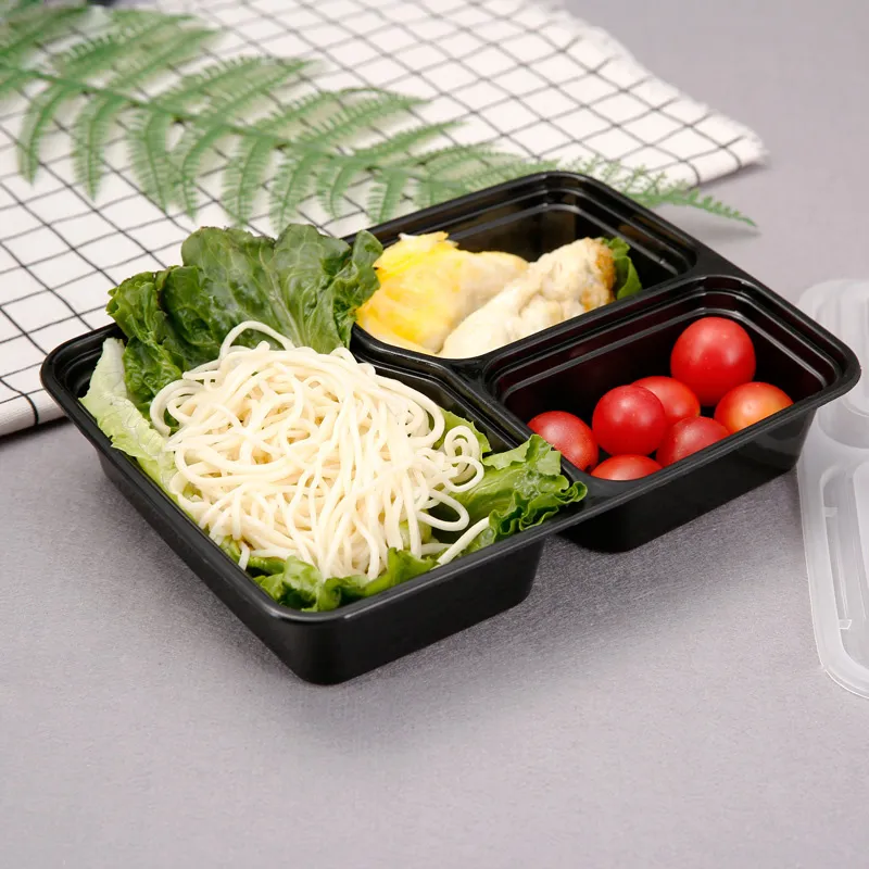 Contenitore per il pranzo in plastica usa e getta addensato Contenitore per il pranzo Bento in plastica rettangolare per contenitore per riscaldamento a microonde