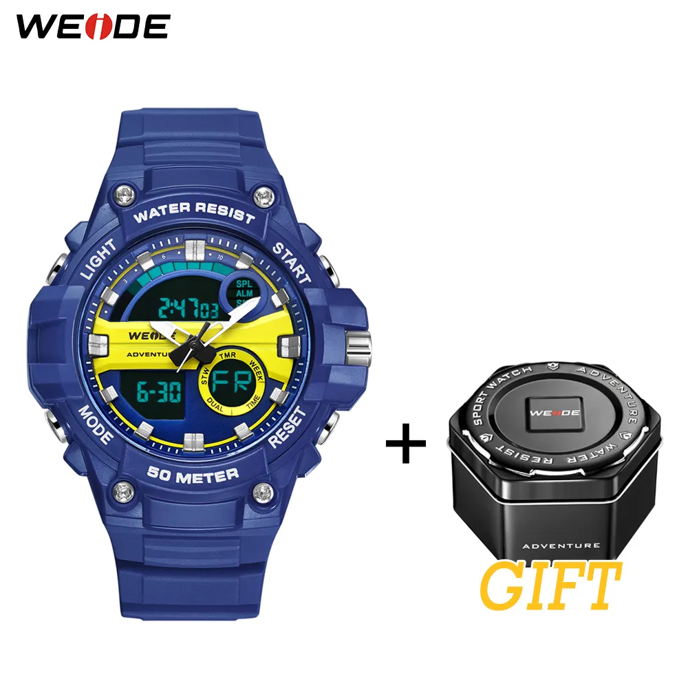 WEIDE Sports Military Luxurious Clock numeral digital product 50 meters Water Resistant Quartz Analog Hand Men WristWatches