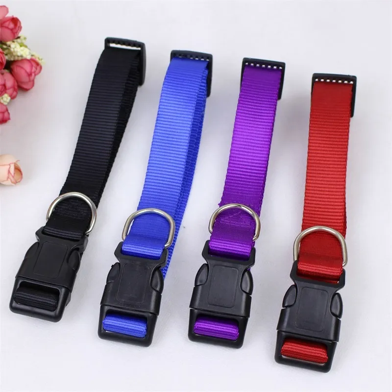 Hot Sale Adjustable Nylon Collar For Small Dog Puppy Cat Pet Necklace Collars Black Red Blue or Pink S/M/L/XL