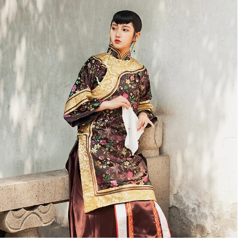 Chinese Qing Dynas Women's Hanfu Dress - Traditional Old-Fashioned Miss Lady Performing Fishing Apparel Chinese Qing Dynas Women's Hanfu Dress - Traditional Old-Fashioned Miss Lady Performing Fishing Apparel