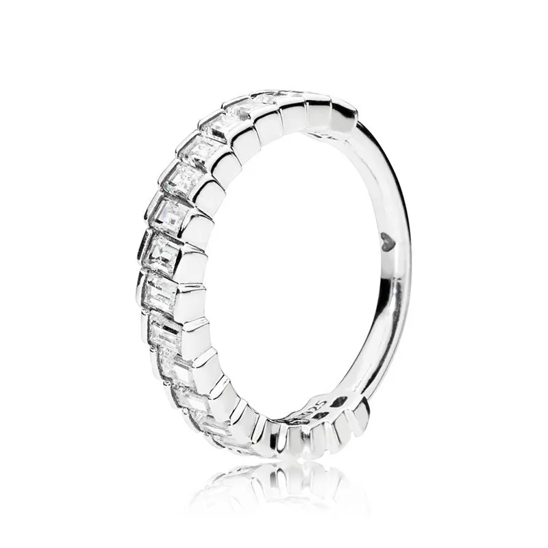 Anello con diamante CZ di alta qualità per la confezione originale di fedi nuziali da donna in argento sterling 925 Pandora