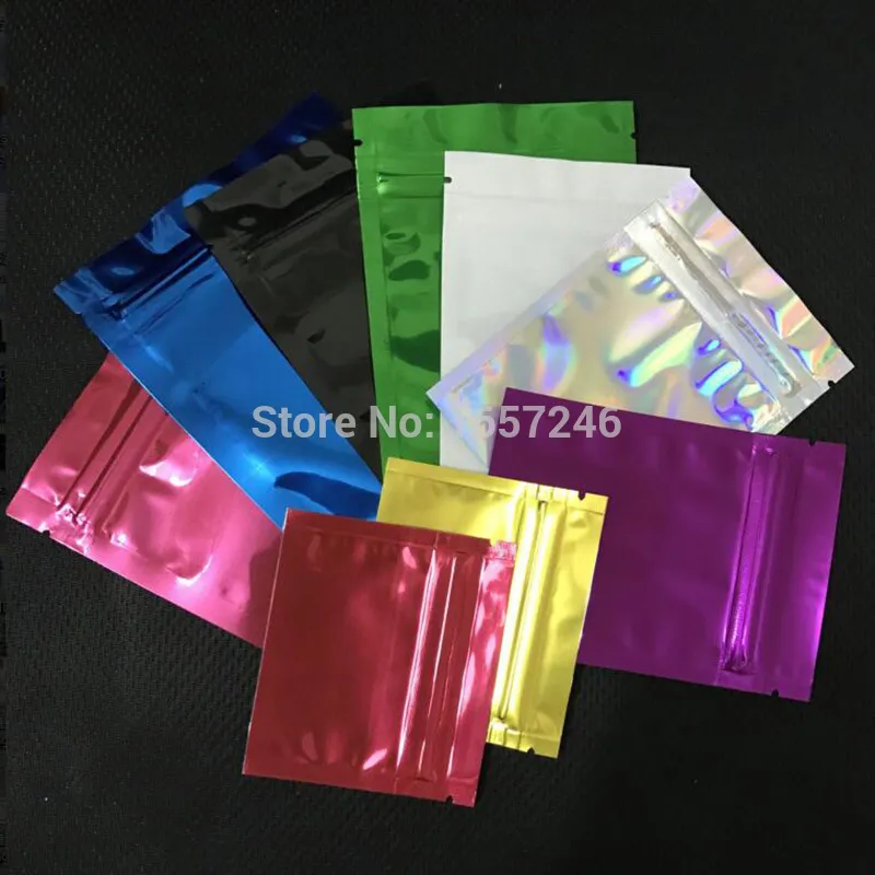 Pequeno espessamento colorido Side Duplo folha de alumínio Zip fechamento saco de amostra Zipper saco para pó de chá Cosméticos café packagin Pouch