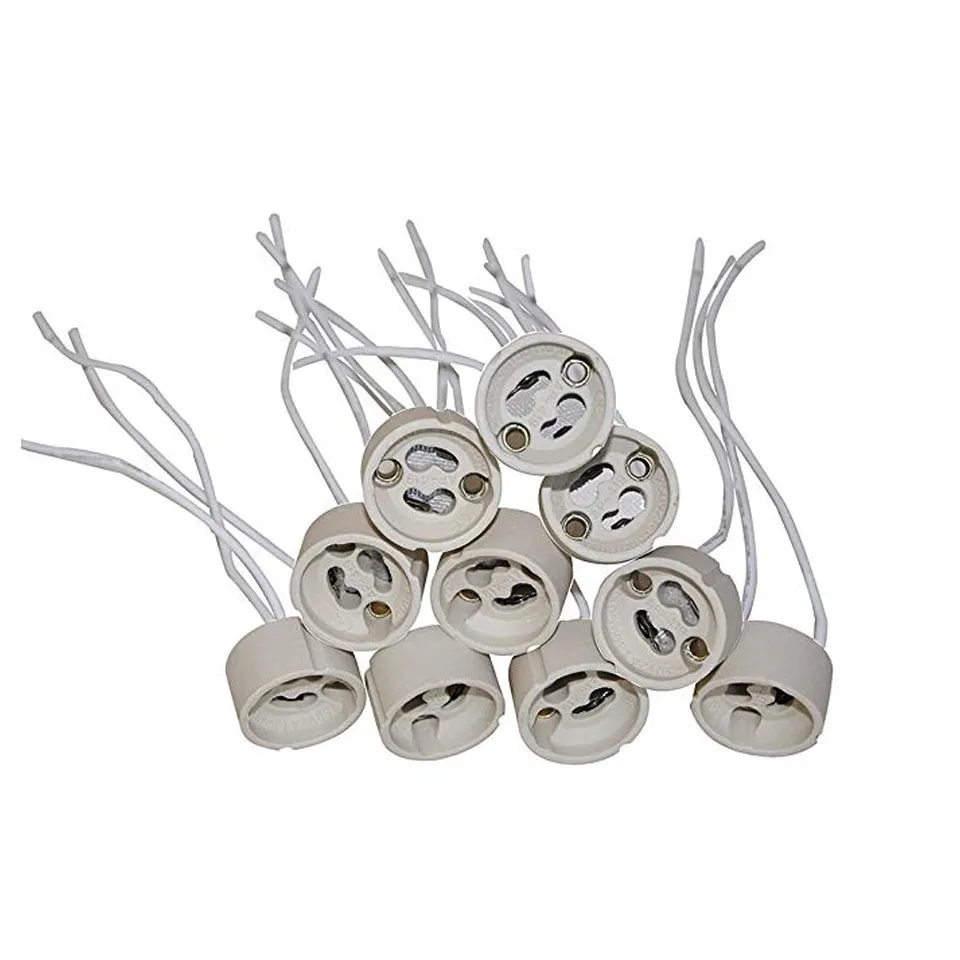 500PCS / LOT GU10 LAMP Hållare Socket Basadapter Trådkontakt Keramikuttag för LED-halogenljus