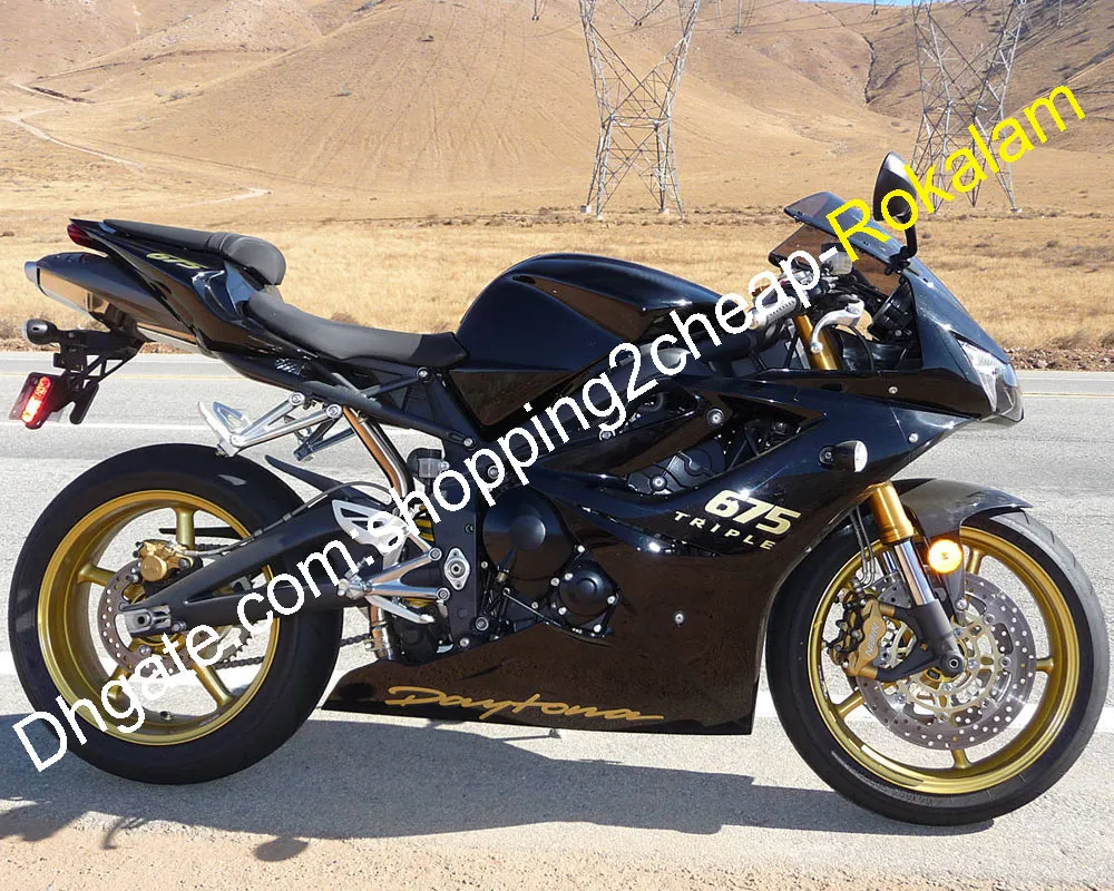 Triumph Daytona 675 2006 2007 2008年10月675ブラックバイクABSフェアリングセット（射出成形）