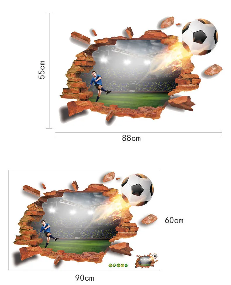 Sticker ballon football 3d. Stickers foot pour enfant