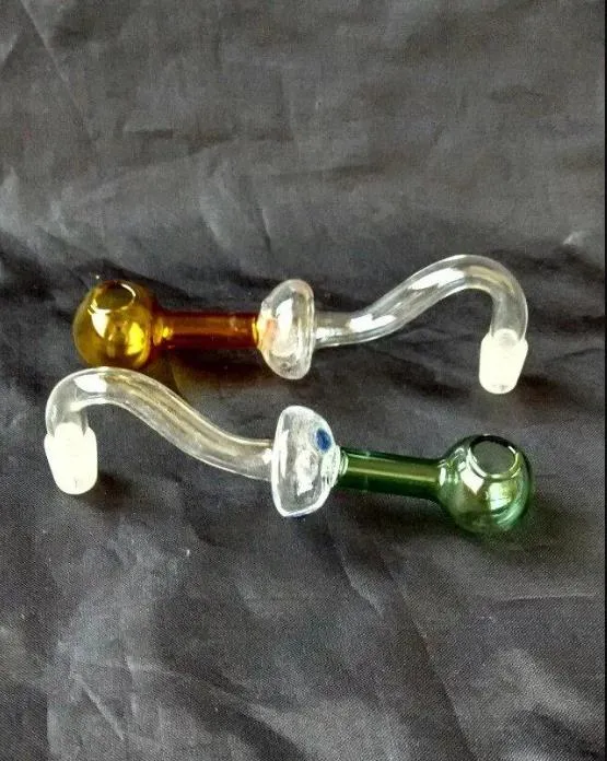 Lange buigen Hot Pot Glas Bongs Accessoires, Glas Roken Pijpen Kleurrijke Mini Multi-Kleuren Handleidingen Beste Lepel Glas