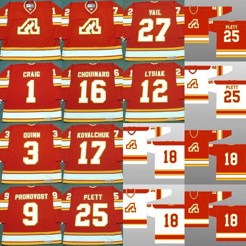 Atlanta Flames JIM CRAIG PAT QUINN JEAN PRONOVOST TOM LYSIAK GUY CHOUINARD ILYA KOVALCHUK WILLI PLETT ERIC VAIL Hockey-Trikots S-5XL