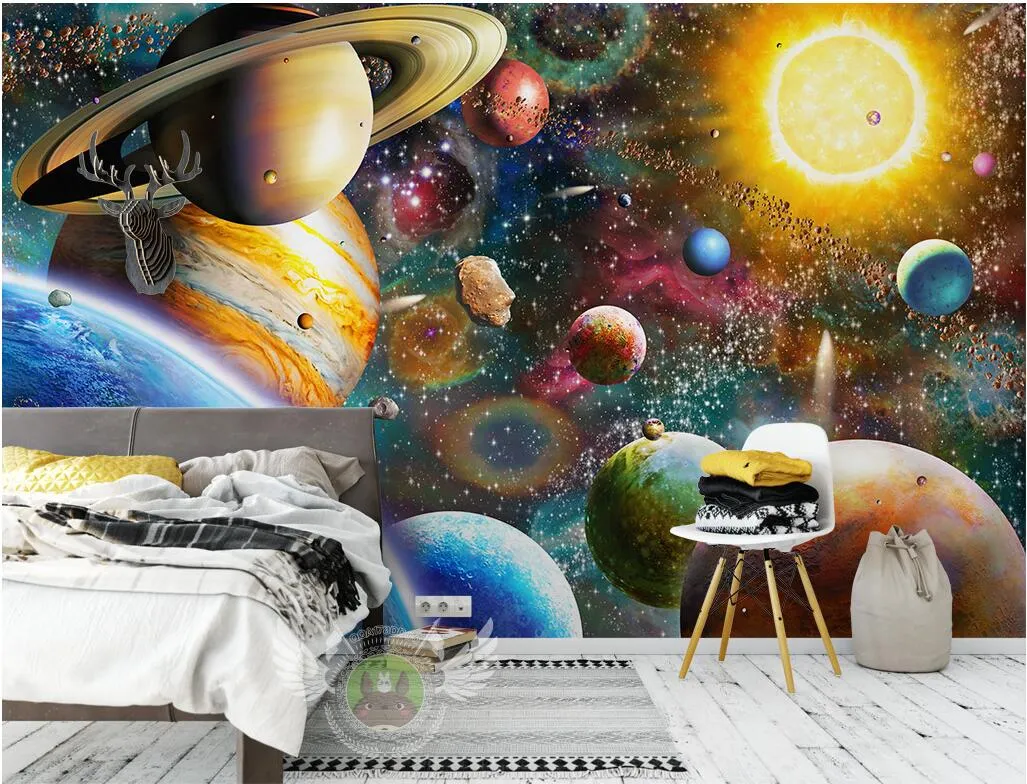 WDBH 3D Wallpaper Photo Custom Photo Space Universo Planeta Planeta de la habitación de los niños WDBH 3D Wallpaper Photo Custom Photo Space Universo Planeta Planeta de la habitación de los niños