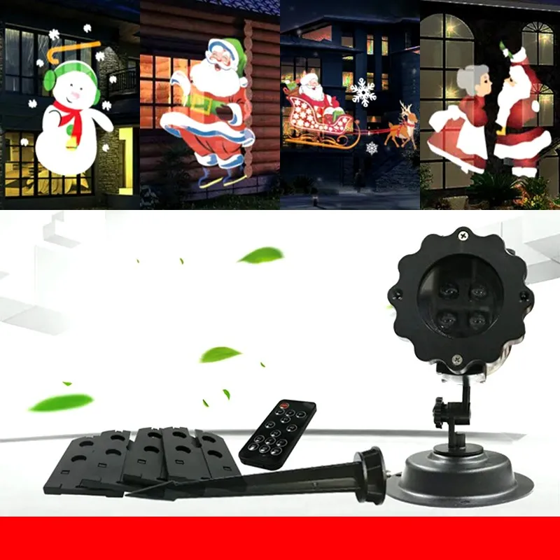 Noel Projektör çim Işık 4 Desenler Led Lazer Kar Tanesi Su Geçirmez Disko Sahne Ev Bahçe Noel Düğün Anime Filmi Işık