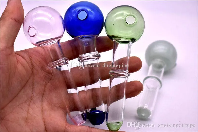 Top qualité 12 cm longueur 40 mm boule verre brûleur à mazout tuyau coloré mini poignée de fumée tuyaux pipes à fumer en STOCK livraison gratuite