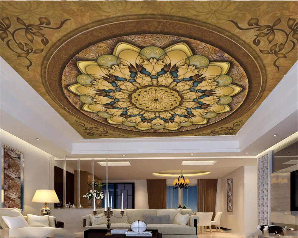 Living 3d Wallpaper European style round flower Living Room Bedroom Zenith Silk Mural Wallpaper