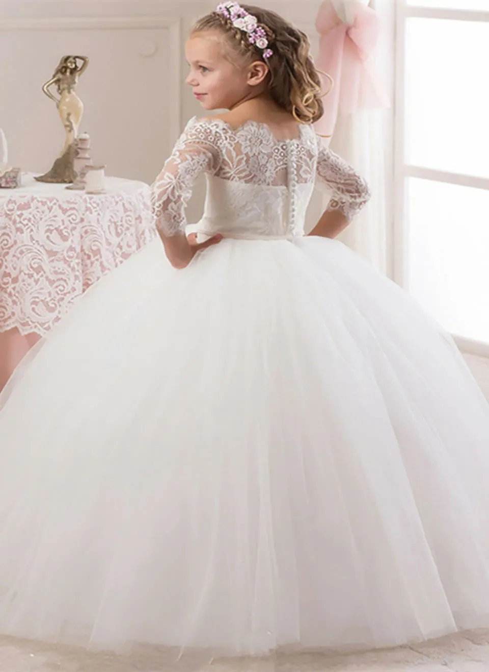 First Communion Dresses for Juniors Girls Formal A-Line Floor-Length Tulle Gown from Dhgate Flower Girls' Dresses - price 80.11 First Communion Dresses for Juniors Girls Formal A-Line Floor-Length Tulle Gown from Dhgate Flower Girls' Dresses - price 80.11