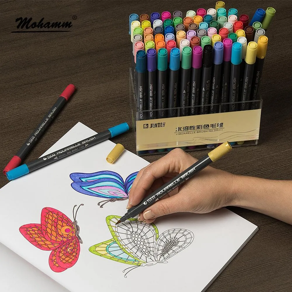 Set De 36 Stylos Aquarelle Double Tête – Livre De Coloriage Par Numéros – Activité Relaxante Pour Enfants Et Adultes