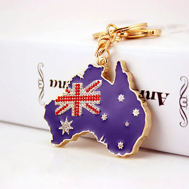 Creative Diamond Australian Flag Style Key Chain Men's Key Chain Alloy Metal Pendant Tillbehör