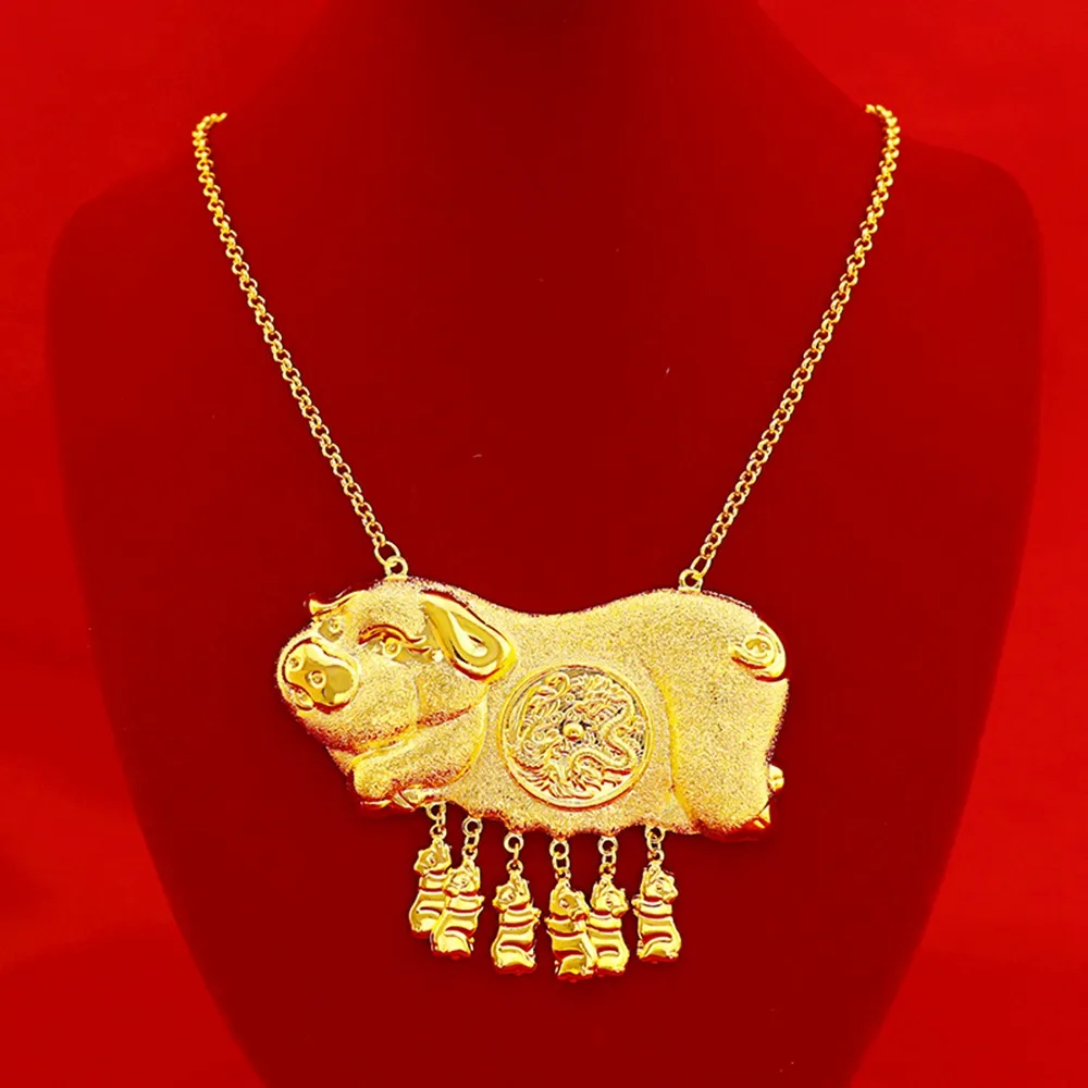 18k Yellow Gold Filled Pig Design Wedding 24k Gold Ganesh Pendant Elegant Bridal Jewelry High Polished From Blingfashion 24.63 DHgate.Com