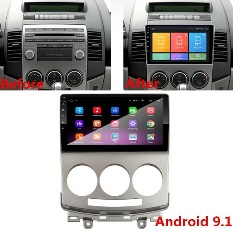 9-Zoll-Android 9.1 Autoradio-Stereo-GPS MP5 Multimedia-Player 1 GB + 16 GB FORMAZDA 5 05-10 MP5-Auto-Player Quad Core Touch Screen