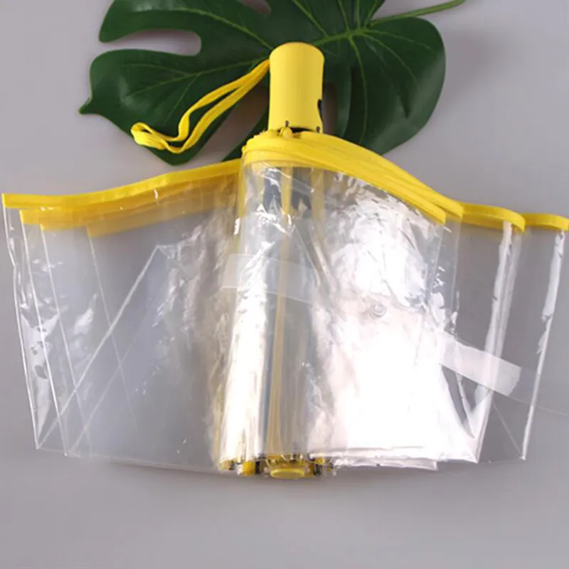 50pcs/lot自動透明な透明なパラガス折り畳み傘雨の女性男性太陽雨の自動パラグコンパクトウィンドプルーフスタイルクリア傘
