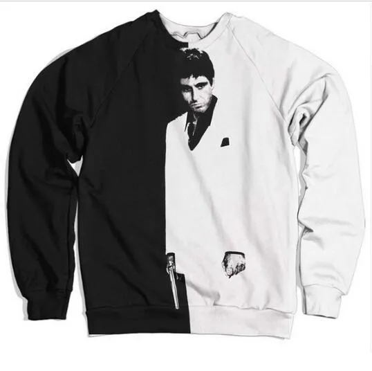 Nya Mode Kvinnor / Mens Scarface 3D Print Hooded Sweatshirts Jumper Fashion Clothing Topps AABB08