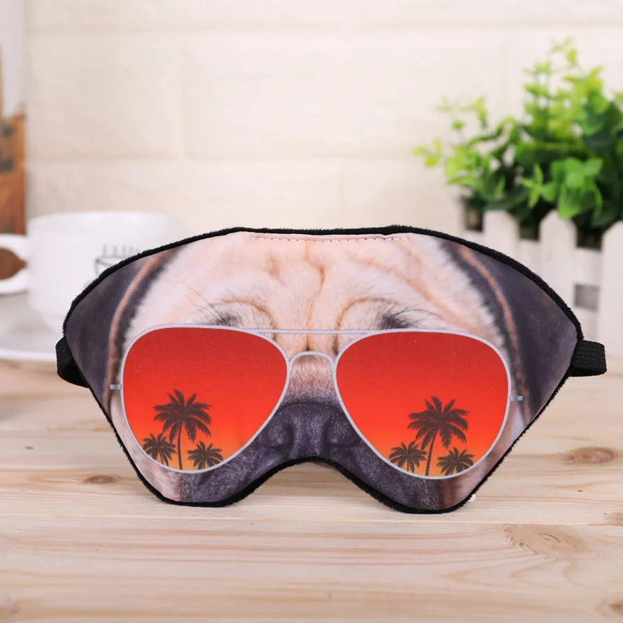 Masques de sommeil 3D drôle de bande dessinée masque pour les yeux mignon animal imprimé chat ombre couverture voyage se détendre aide bandeau masque de sommeil RRA2367