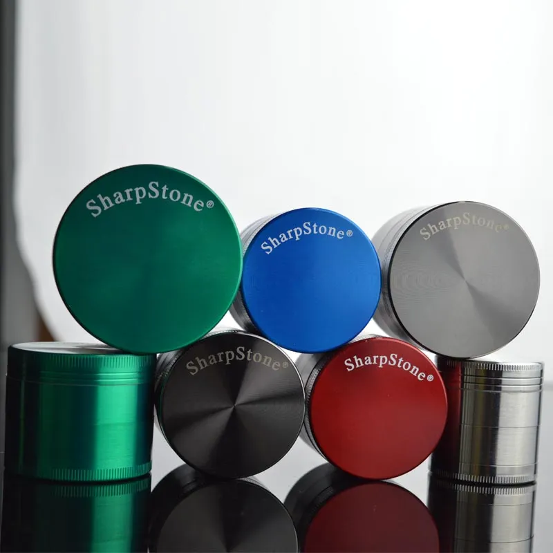 4 styck 50mm Sharpstone Herb Grinder Zinc Alloy Rökning Grinder Tänder Herbal Metal Grinder Tobacco Rökning Grinders 40mm 55mm 63mm kross