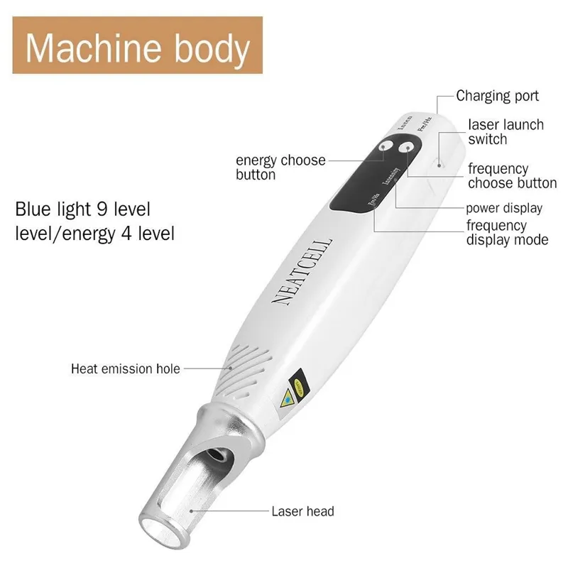 Portable Tattoo Removal Machines Skönhetsprodukter ärr ögonbryn Eyelines Ta bort Picosecond Laser Pen 110-220V Hemanvändning