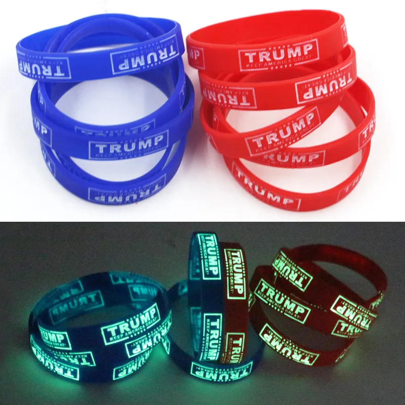 2020 Trump American Wybory Silikonowe Luminous Bransoletka Noctilucent Band Wristband Cena Hurtowa Darmowa Wysyłka przez DHL