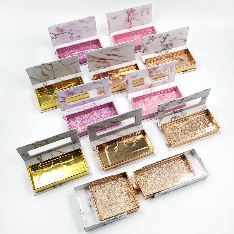 NEW 20pcs Sample of False Eyelash Packaging Box 10mm-25mm Mink Lash Boxes Rectangle Magnetic Cosmetic Case Empty Storage