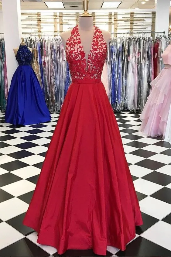 Czerwona Kwiatowa Koronka A-Line Prom Druhna Suknie Zanurzanie Cap Neck Cap Rękaw Tafta Homecoming Formalne Suknie Wieczorowe Vestidos de Festia Długie