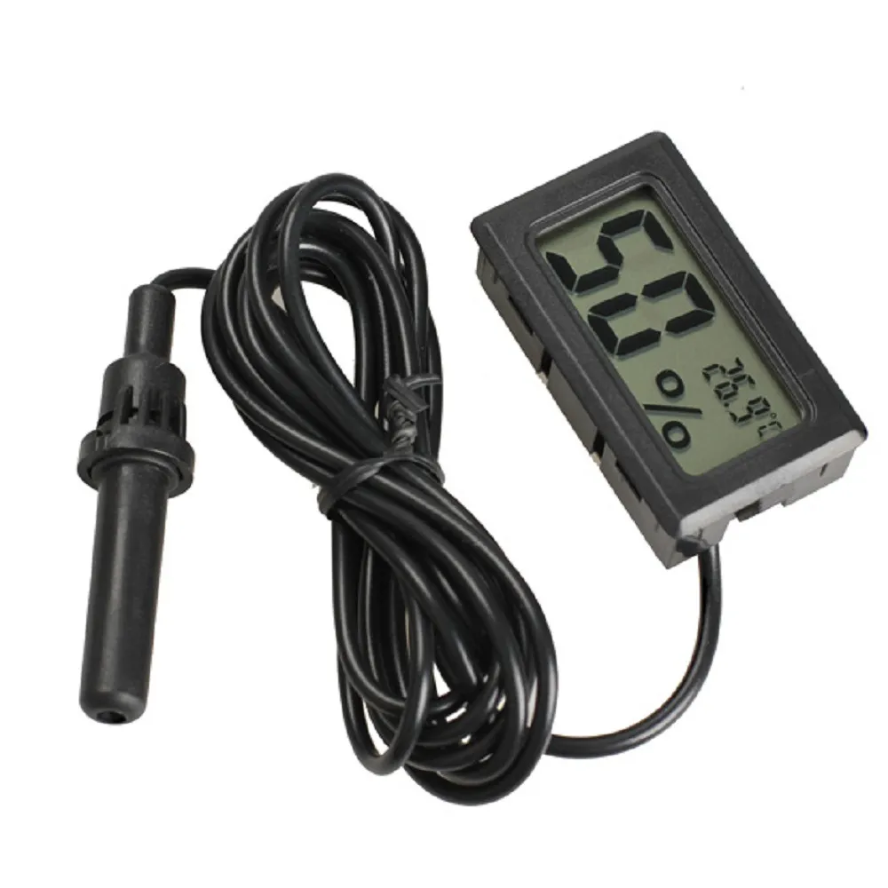 Professionell Mini Digital Hygrometer Termomfuktighet Mätare Tester Temperatur inomhusfuktighet Sensor LCD -skärm med 1,5 m kabel