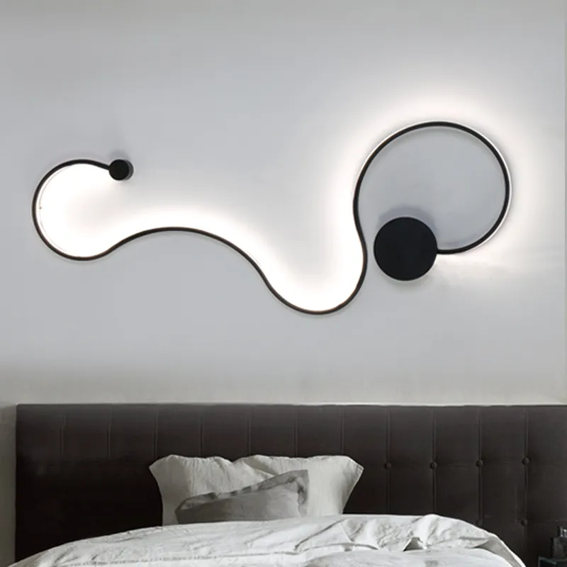 LED lampes murales serpent moderne minimaliste créatif courbe lumières créative acrylique lampe nordique ceinture applique pour Dec2038