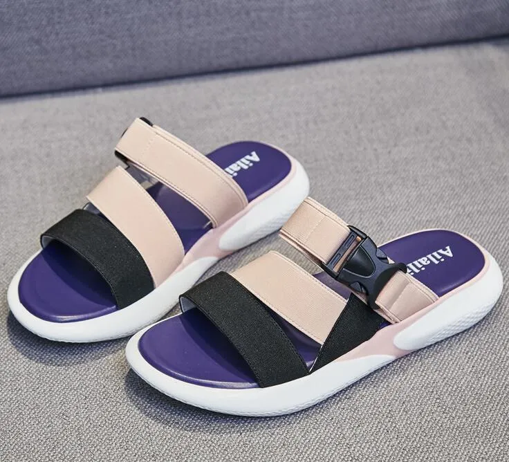 Donne 1274 Designer Summer Sandy Beach Flat Tach Fashion Platform Apri Sandals Scaffs all'aperto non slittata sexy pantofole sexy