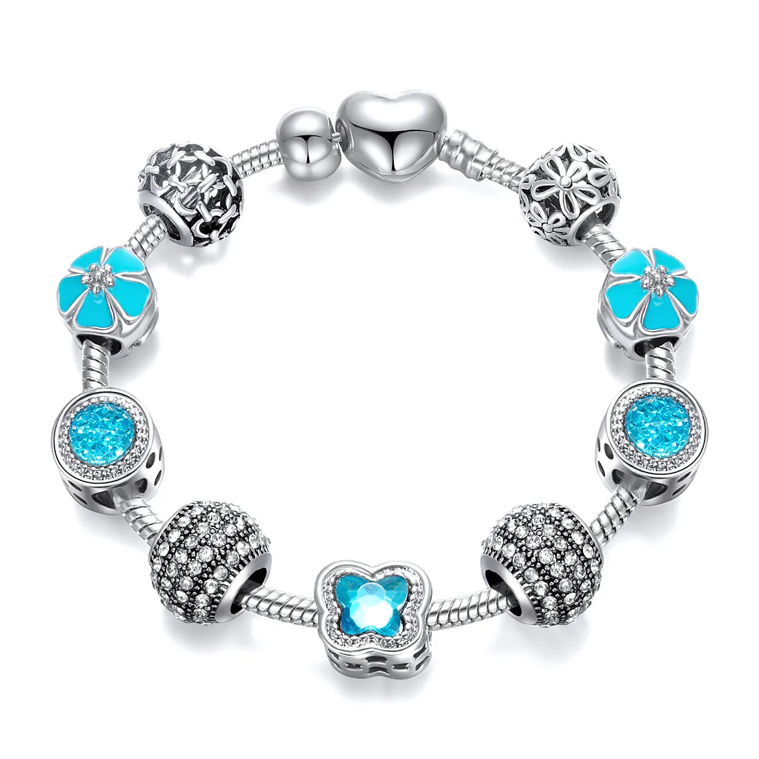 Womens Jóias Encantos Pandora Pulseira Borboleta Cristal Big Hole Beads DIY Pulseira de Prego Bracelete de Luxo Jóias Mulheres Braceletes