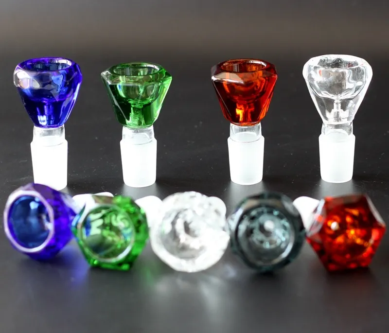 5 Color Diamond Glass Bowl For Bong Hookahs Smoking pipes 14mm Male Joint bubbler and Ash Catcher nail Oil rigs