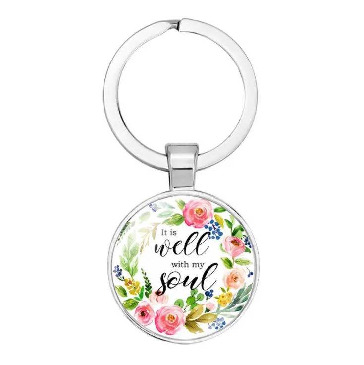 His Will. His Way. My Faith Bible Verse Quote Key Chain JEREMIAH Keychain Glass Dome Jewelry Christian Pendant Keyring Gifts
