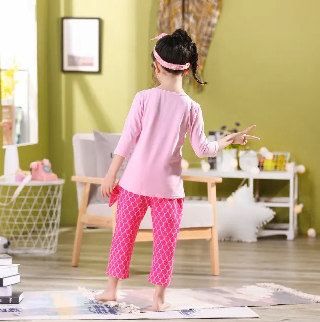 Cartoon Mermaid Baby Girl Pajamas Set Cute Comfy Breathable