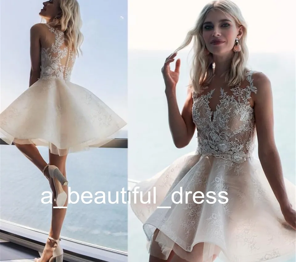 Short Prom Graduation Dresses Jewel Neck Lace Appliqued Sleeveless Mini Cocktail Party Dress Homecoming Gowns Plus Size Party Dress GD7803