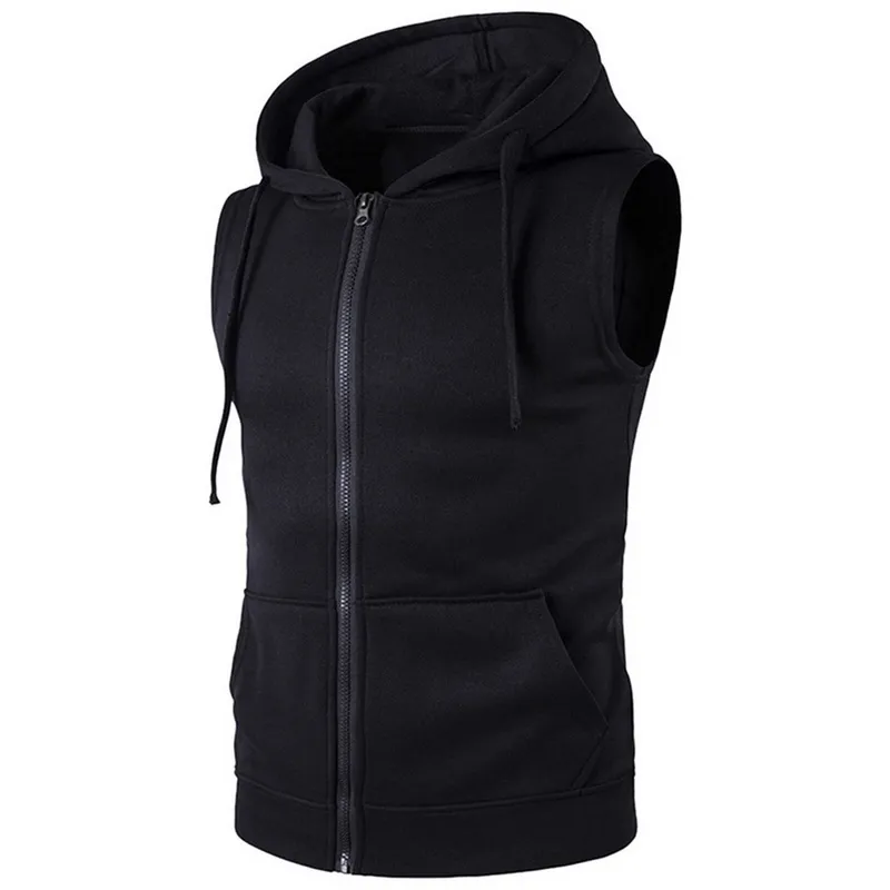 Sleeveless hoodie shop with zipper