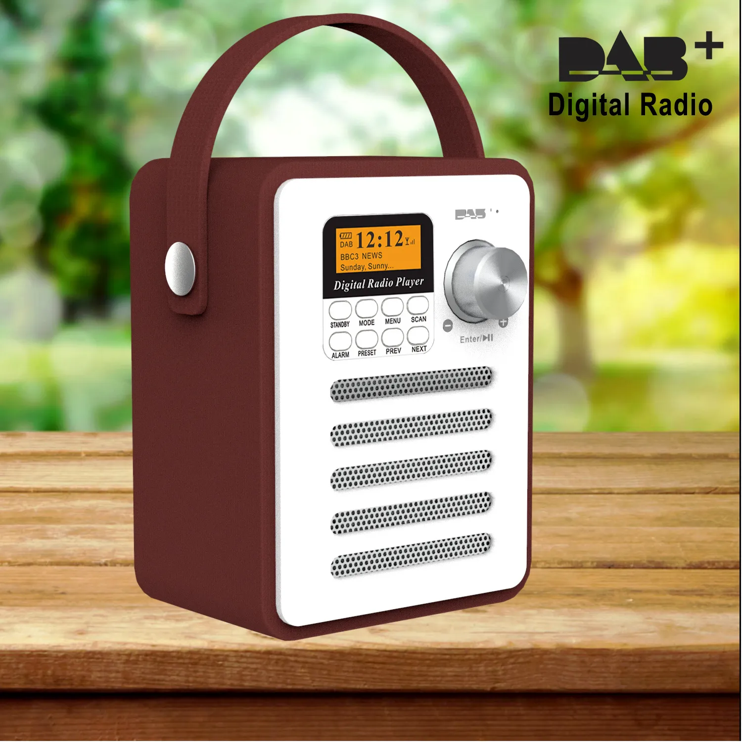Solar-Powered Portable DAB/FM Digital Radio Bluetooth Speaker - 3W Stereo Sound, TF Card/USB Playback, Rechargeable Battery For Outdoor/Camping