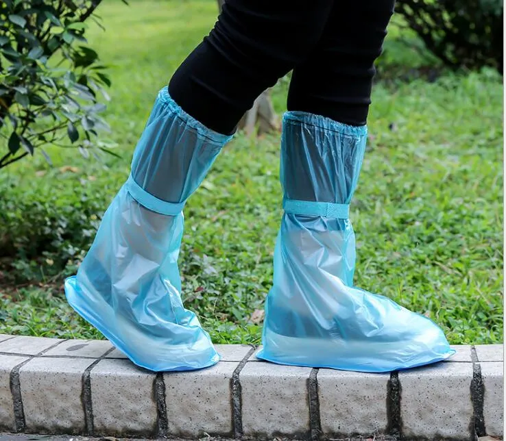 Hot Sale-10Pair Vattentät Protector Skor Boot Cover Unisex Ribbon Rain Shoe Covers High-Top Anti-Slip Rain Shoes Fodral