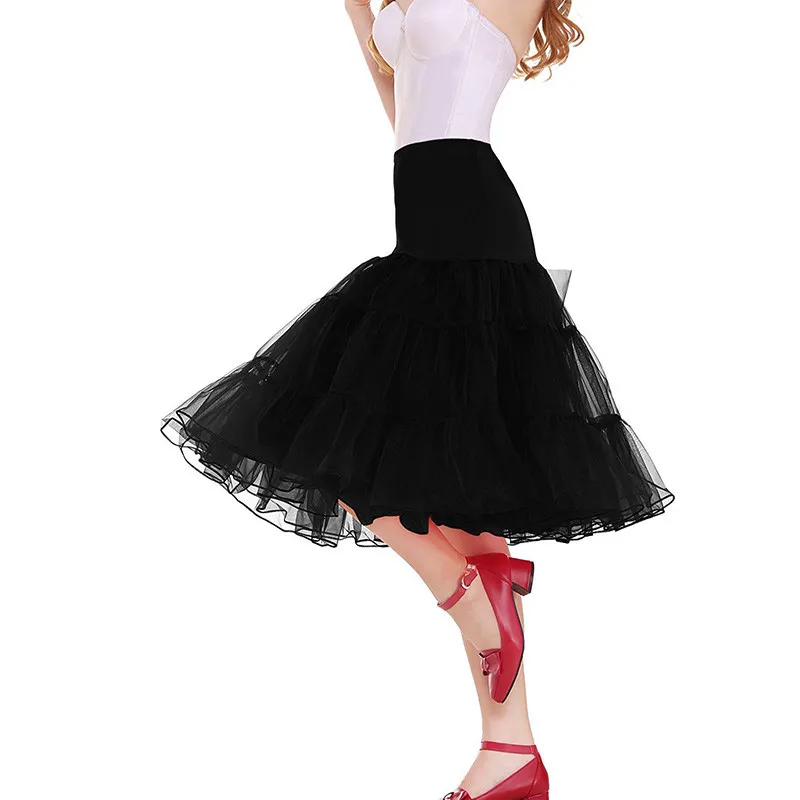 En linje swing tutu kjol kvinnor halloween julfestival skolflickor parti show dans plus size m-6xl mesh midi tulle petticoat