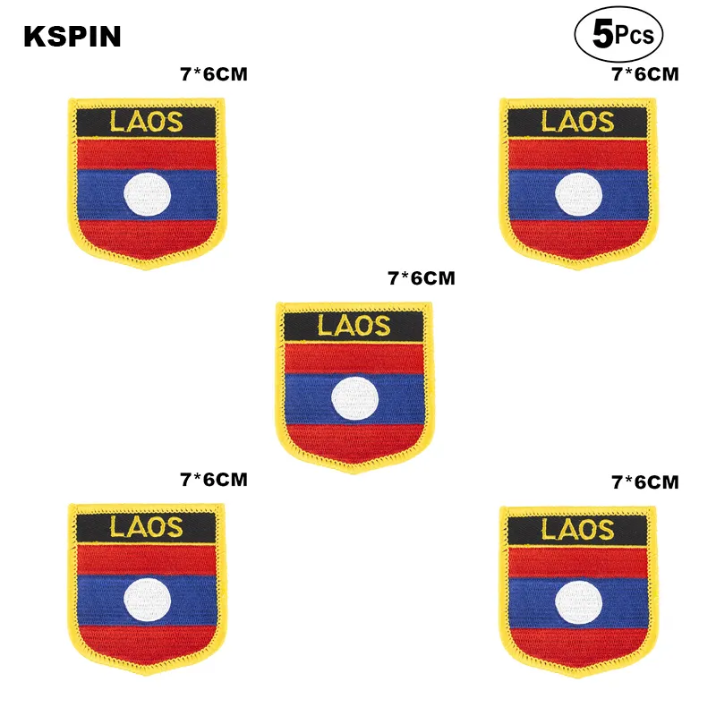 Laos Flag Embroidery Patches Iron on Saw on Transfer patches Sewing Applications for Clothes in Home&Garden
