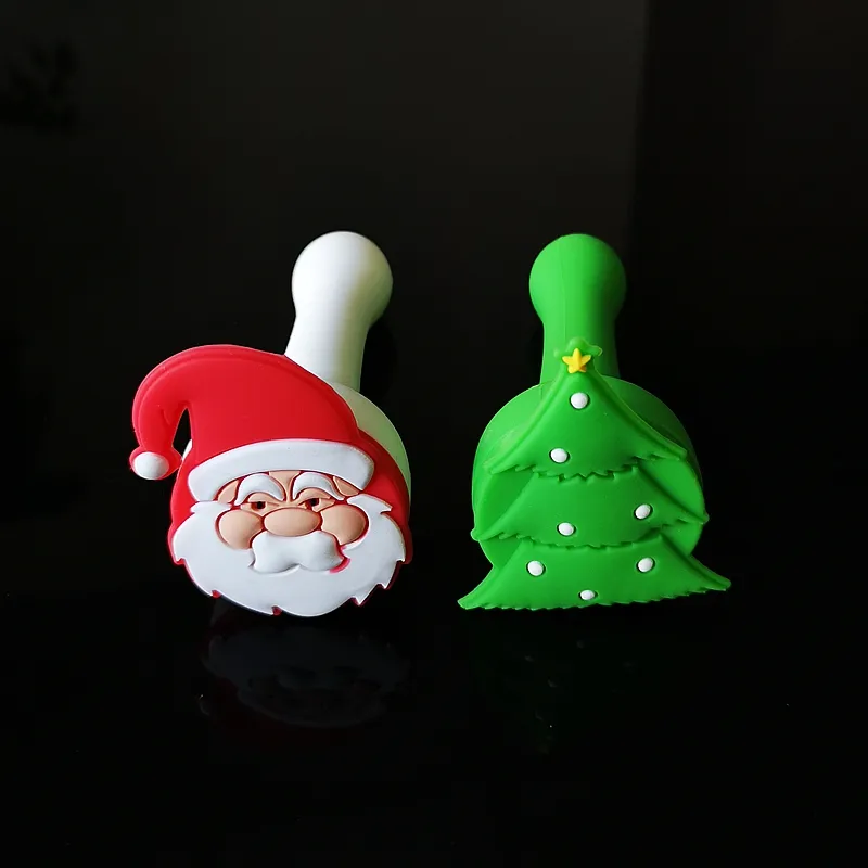 Christmas Tree Santa Claus Silicone Pipe Oil Burner Smoking Pipes With Glass Bowl Tobacco Pipe As Christmas Gift Free DHL Shipping