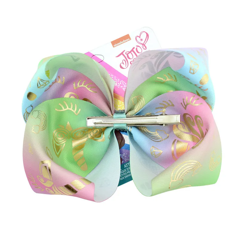 Ins jednorożec Siwa Hair Bow Angel Wings Hairpin Baby Girls Boutique Hair Clip Floral Printed Bowknot Barrettes Girl HairClip Akcesoria do włosów