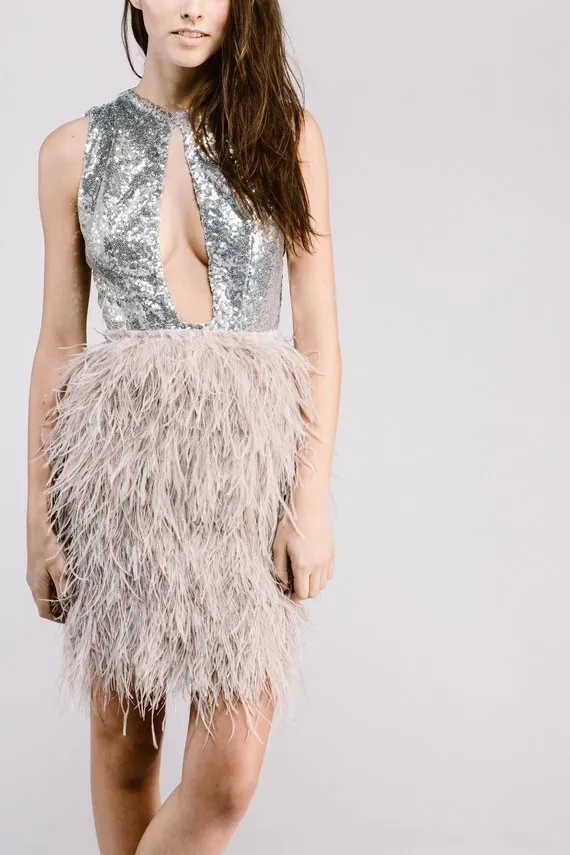 short silver sequin prom dress Backless Sequins Sparkly Short Prom Dress Mini Homecoming Dress ARD3138