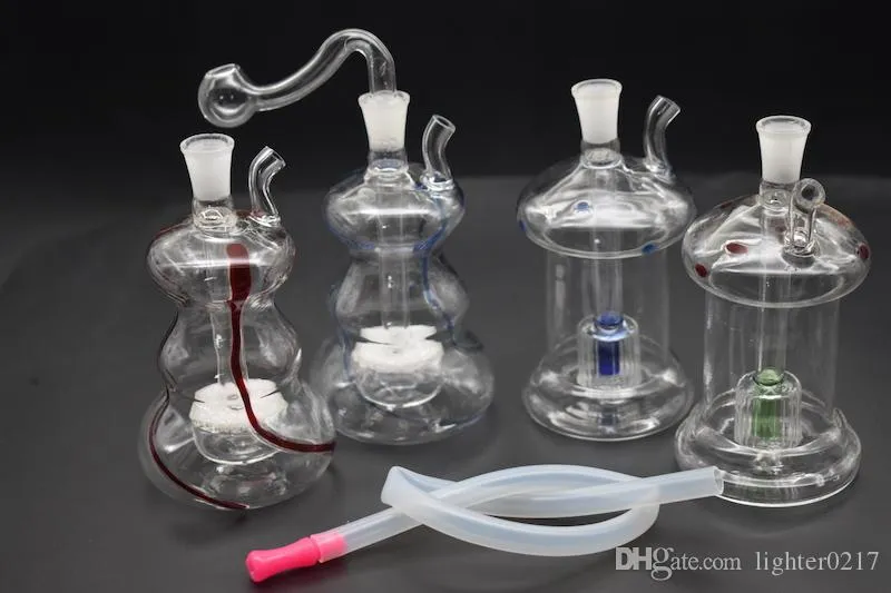 Prawdziwy obraz Hitman Mini Szkło Bongs Platformy Oil CirdCage Inline Perc Rury Dab Rigs Water Rury Bong Z 10mm Staw męski