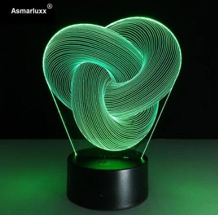 Circle Spiral Bulbing 3D LED LIGHT HOLOGRAM ILLUSIONS 7 색 변경 장식 램프 최고의 야간 조명 선물 홈 데코