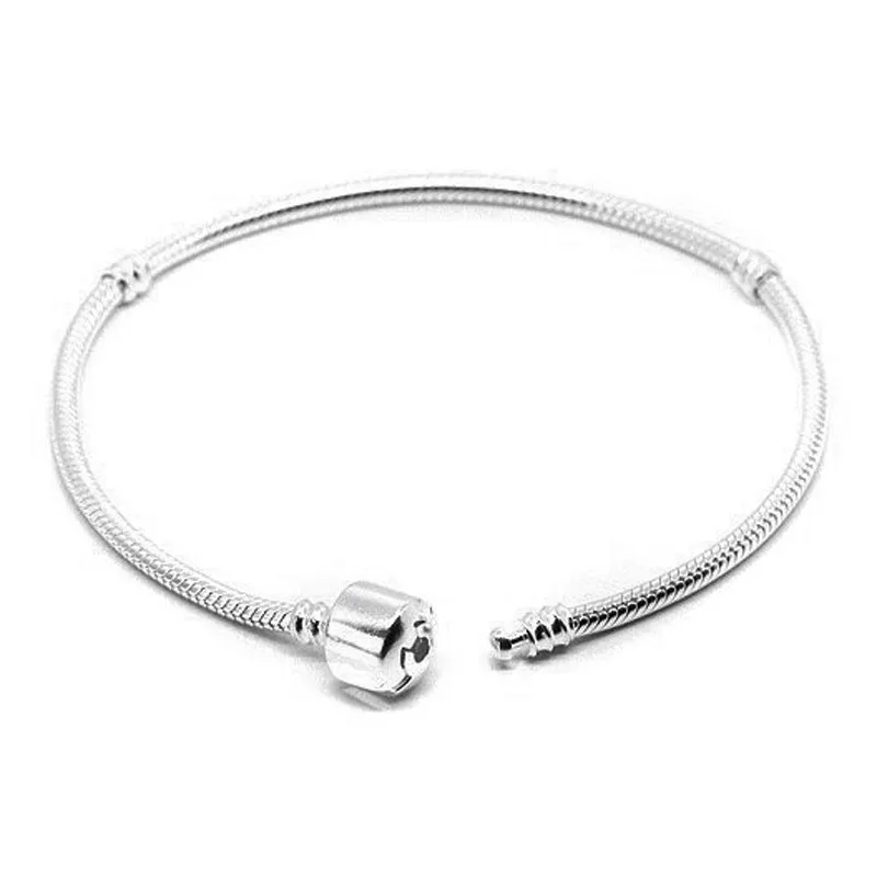 Authentic 100% 925 Sterling Silver Snake Chain Bracelet & Bangles Fashion diy Jewelry 17-23 cm Fit for European Charm Beads wholesale