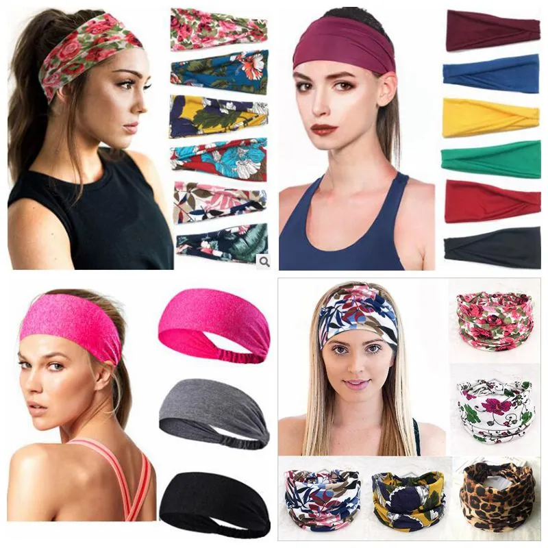 Floral Headband Sport Yoga Turban Knotted Stripes Headwrap Twisted Cross Hairband Stretch Solid Head Band Fashion Hair Tillbehör C5211