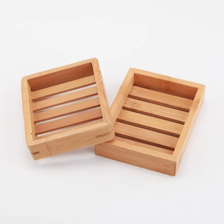 100pcs arrival Portable Soap Dishes Creative simple bamboo manual drain soap box Bathroom bathroom Japanese style LX1195