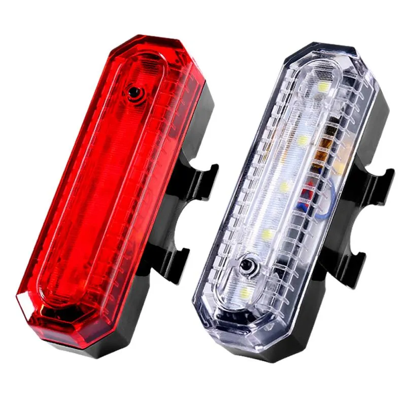 Bike Light USB Aviso recarregável Mountain Bike Taillight Outdoor Noite de equitação Segurança Bike Light 5LED Lâmpada de bicicleta